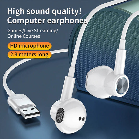 KTX-223571 Wired In-Ear Headphones with Microphone and Volume Control for Gaming and Computer Use, 2.3m Cable, Noise Cancelling