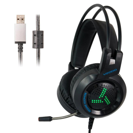 KTX-637523 Wired Gaming Headset with 3.5mm and USB Connectivity, 50mm Speakers, and Inline Microphone