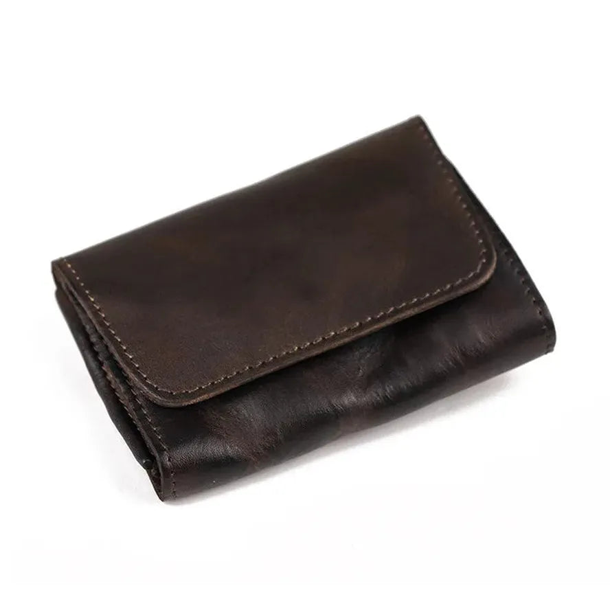 KTX-841619 Genuine Leather Retro Card Wallet with Hasp Closure in Multiple Colours