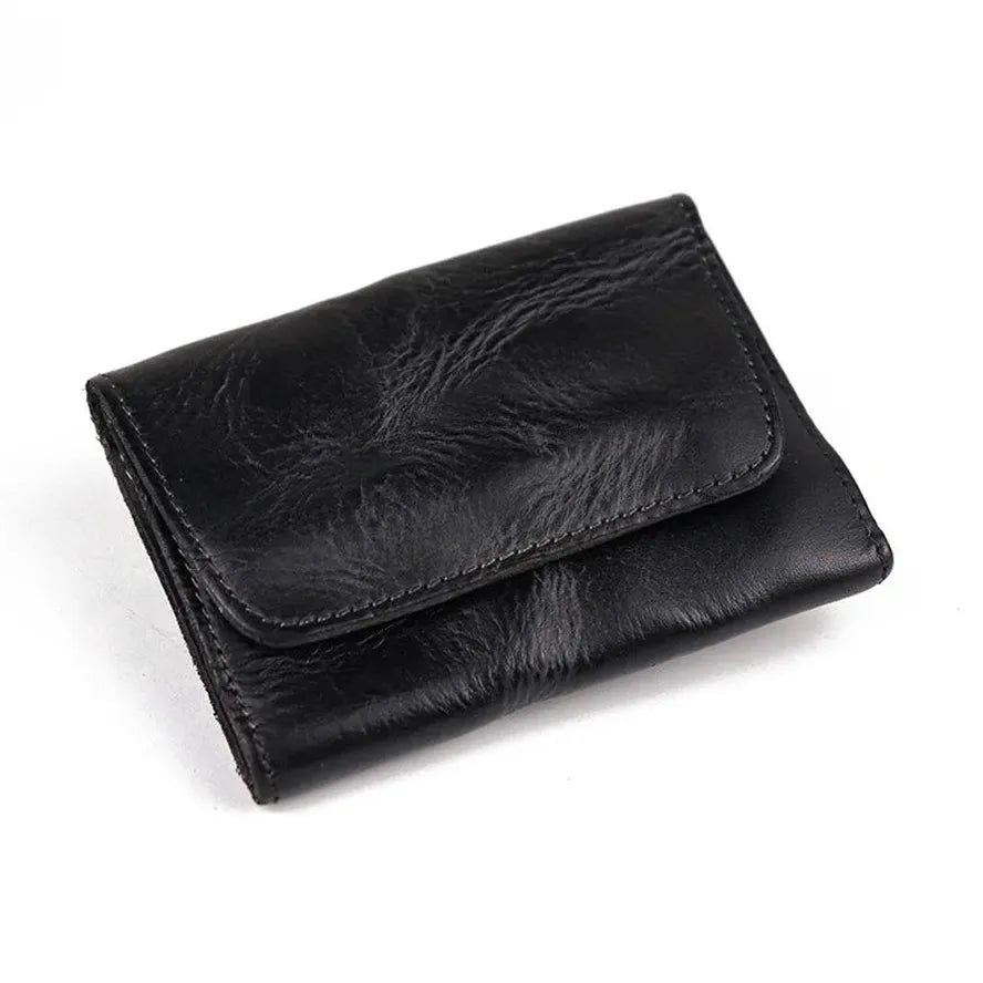 KTX-841619 Genuine Leather Retro Card Wallet with Hasp Closure in Multiple Colours