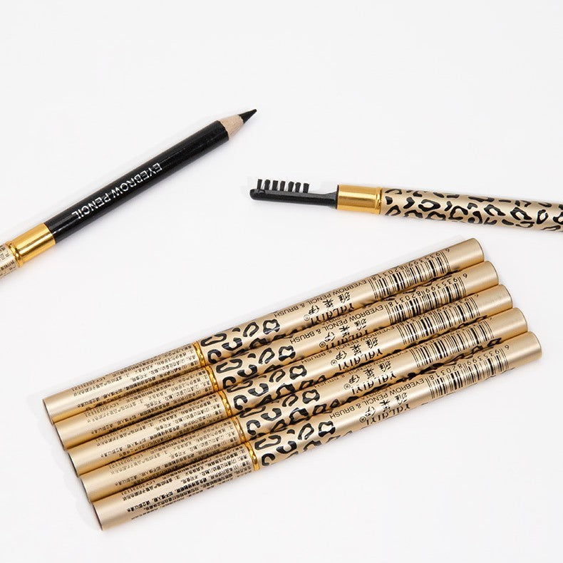 KTX-335443 Leopard Print Waterproof Eyebrow Pencil - Available in Black, Brown, Gray, and Light Brown
