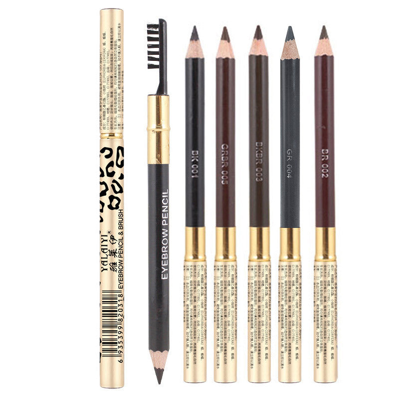 KTX-335443 Leopard Print Waterproof Eyebrow Pencil - Available in Black, Brown, Gray, and Light Brown