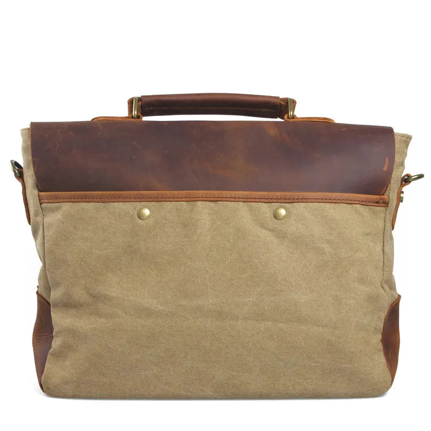 KTX-630355 Stylish Retro Canvas and Cowhide Messenger Bag for Business and Daily Use