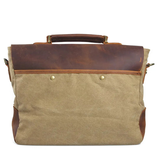 KTX-630355 Stylish Retro Canvas and Cowhide Messenger Bag for Business and Daily Use