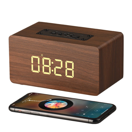 KTX-326803 Wooden Bluetooth Speaker with Clock Display and 6-Hour Playtime