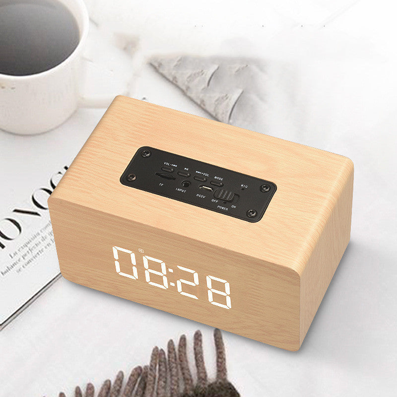 KTX-326803 Wooden Bluetooth Speaker with Clock Display and 6-Hour Playtime
