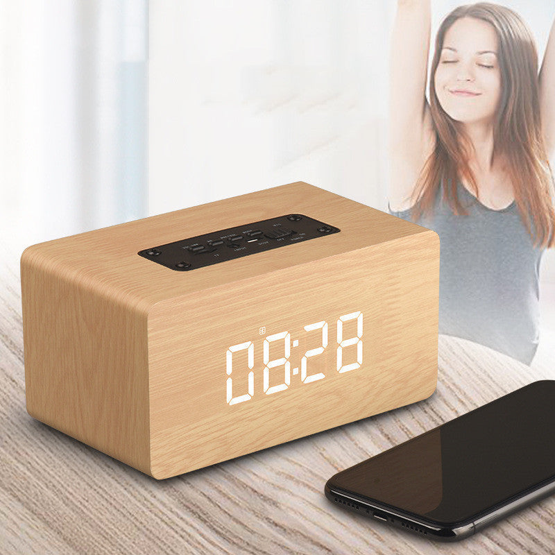 KTX-326803 Wooden Bluetooth Speaker with Clock Display and 6-Hour Playtime