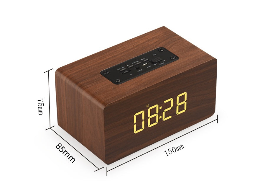 KTX-326803 Wooden Bluetooth Speaker with Clock Display and 6-Hour Playtime
