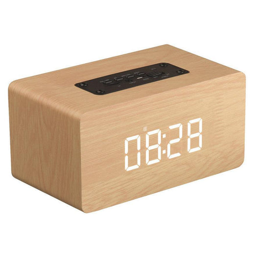 KTX-326803 Wooden Bluetooth Speaker with Clock Display and 6-Hour Playtime