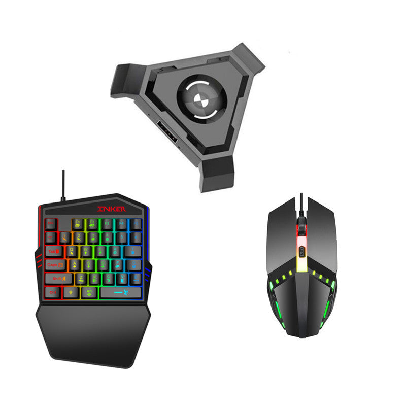 KTX-841875 Eat Chicken Game Set with One-Handed Controller and Gaming Mouse for IOS and Android Platforms