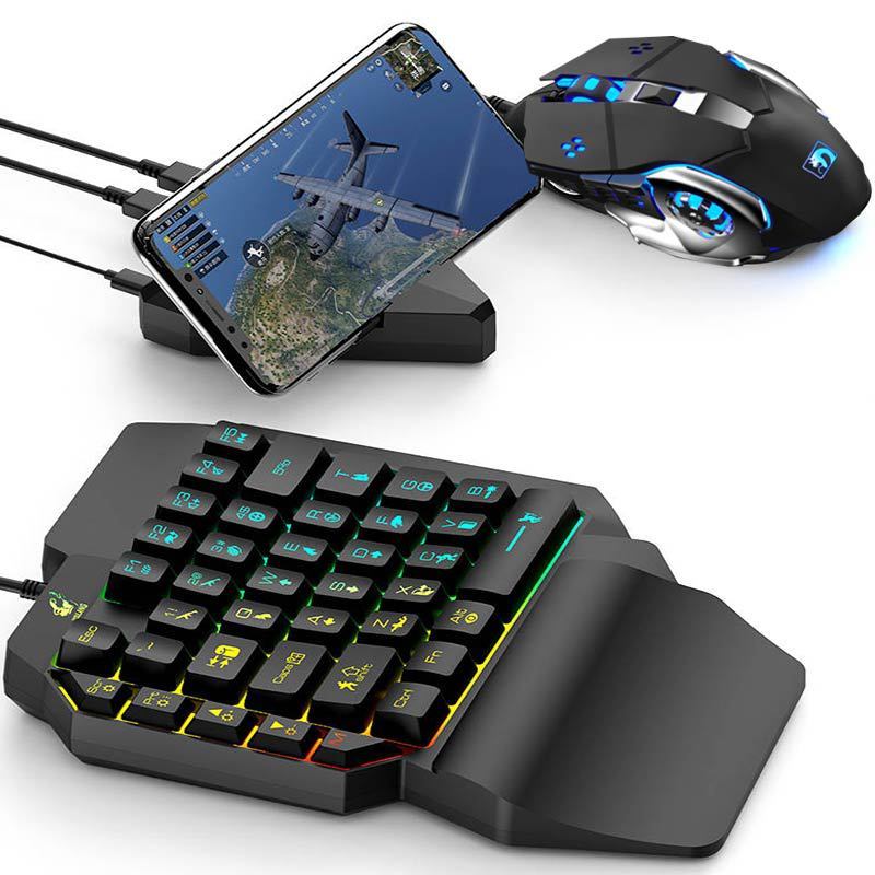 KTX-841875 Eat Chicken Game Set with One-Handed Controller and Gaming Mouse for IOS and Android Platforms