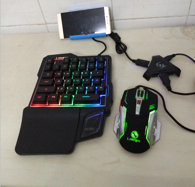 KTX-841875 Eat Chicken Game Set with One-Handed Controller and Gaming Mouse for IOS and Android Platforms