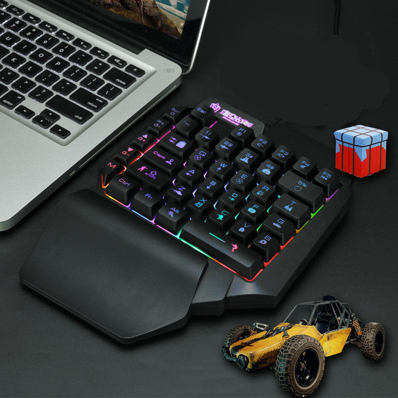 KTX-841875 Eat Chicken Game Set with One-Handed Controller and Gaming Mouse for IOS and Android Platforms