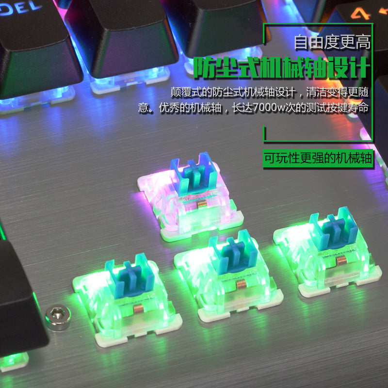 KTX-220947 Illuminated Metal Mechanical Gaming Keyboard with Wired Connectivity