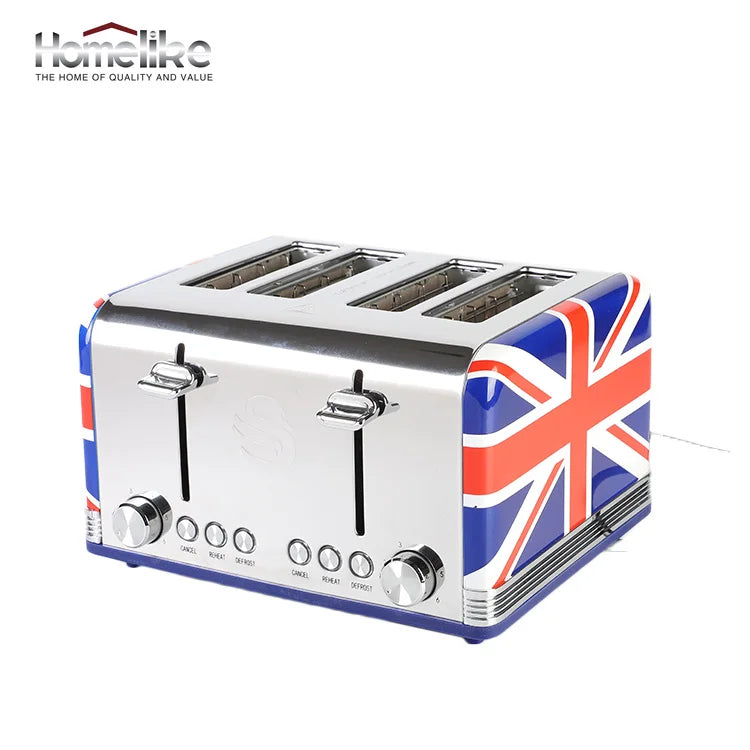 KTX-668563 4-Slice Automatic Pop-Up Toaster with Custom Pattern Design for Kitchen Use