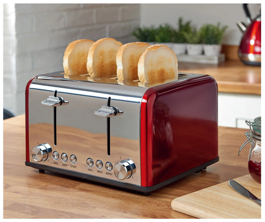 KTX-668563 4-Slice Automatic Pop-Up Toaster with Custom Pattern Design for Kitchen Use