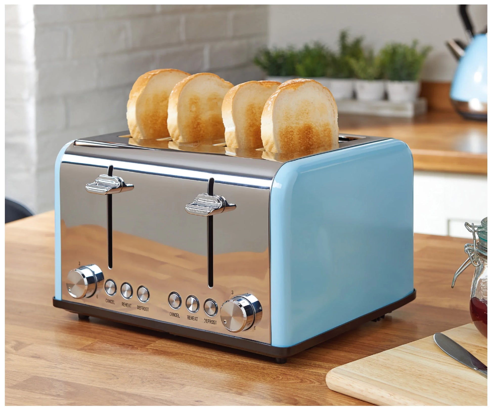 KTX-668563 4-Slice Automatic Pop-Up Toaster with Custom Pattern Design for Kitchen Use
