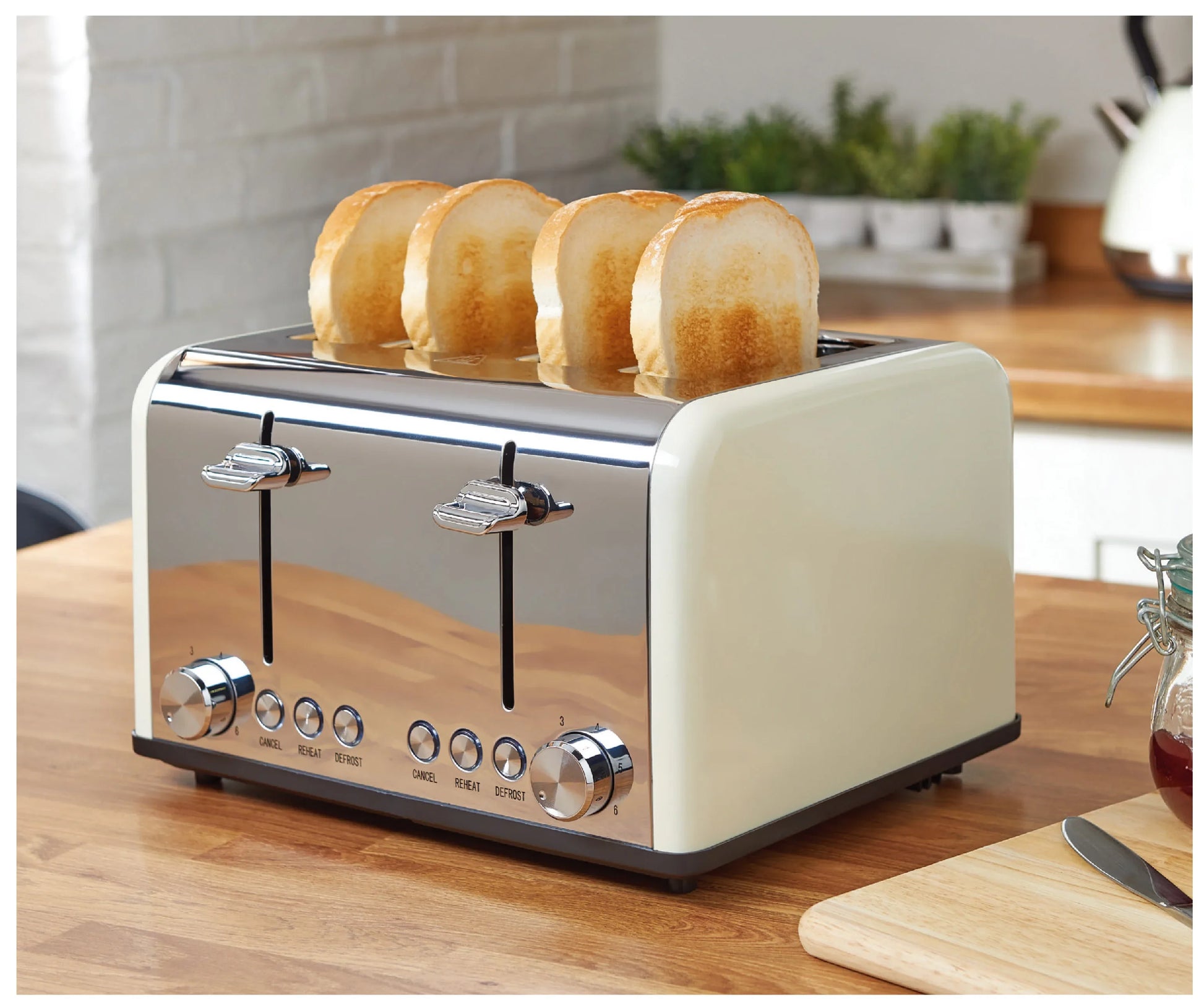 KTX-668563 4-Slice Automatic Pop-Up Toaster with Custom Pattern Design for Kitchen Use