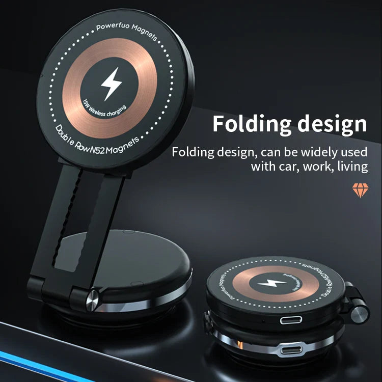 KTX-655059 Magnetic Wireless Charger and Foldable Suction Cup Phone Holder for Car Dashboard
