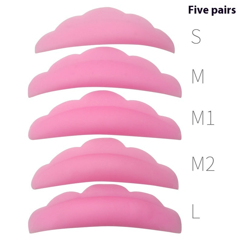 KTX-896275 Silicone Gaskets for Eyelash Planting - 5 Pairs White & Pink Sunflower Edge