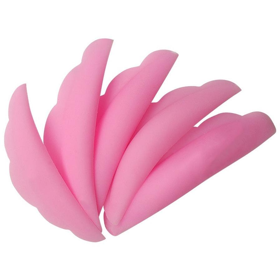 KTX-896275 Silicone Gaskets for Eyelash Planting - 5 Pairs White & Pink Sunflower Edge