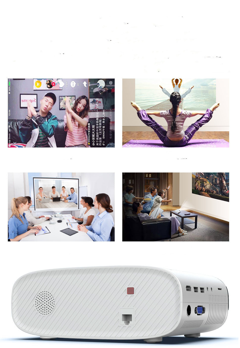 KTX-061715 Portable Desktop Projector with 1280x800 Resolution and 100-500 Inch Projection Size