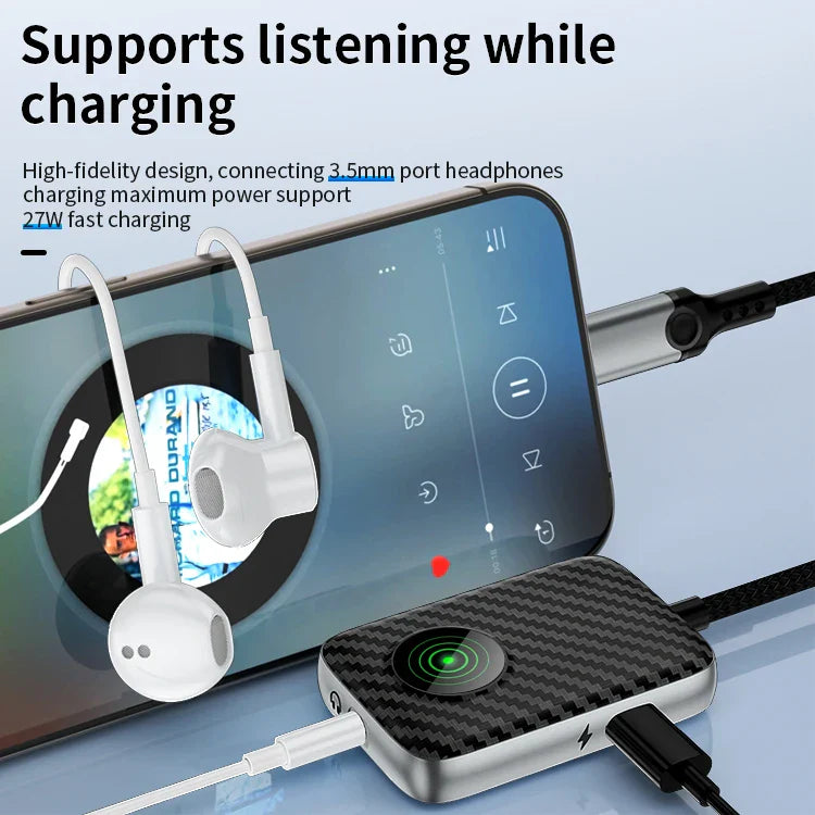 KTX-638099 3-in-1 Lightning to 3.5mm + 8-Pin Headphone Jack Adapter with Fast Charging Capability