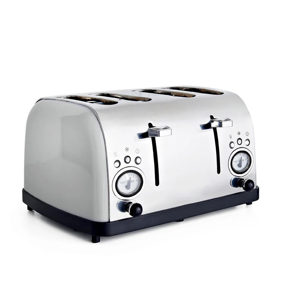 KTX-077587 Retro Black and Gold Electric 4-Slice Toaster with Cover