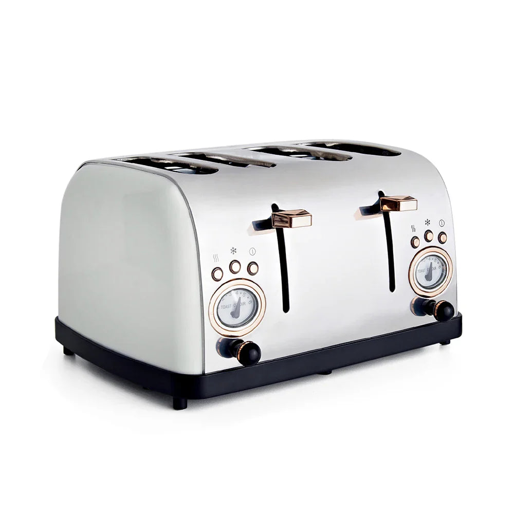 KTX-077587 Retro Black and Gold Electric 4-Slice Toaster with Cover