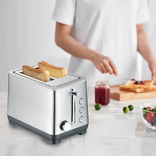 KTX-355539 Stainless Steel 2-Slice Toaster with Wide Slots for Versatile Toasting