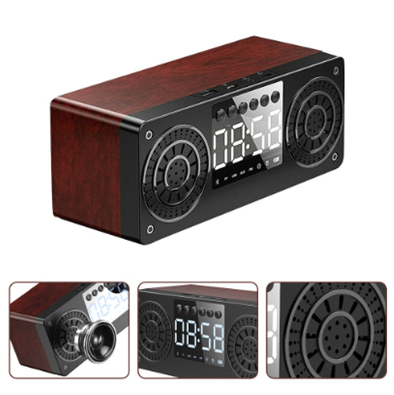 KTX-131347 Wooden Bluetooth Speaker with Retro Design and Subwoofer Functionality