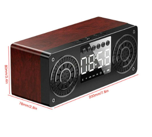 KTX-131347 Wooden Bluetooth Speaker with Retro Design and Subwoofer Functionality