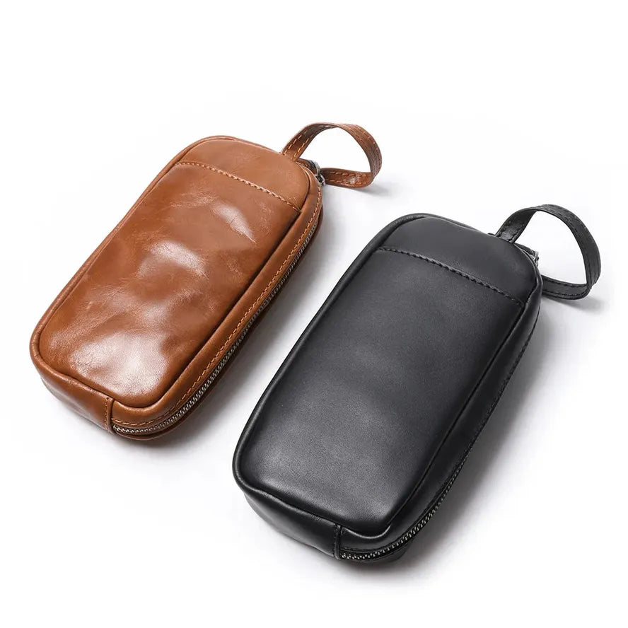 KTX-202067 Genuine Leather Unisex Large Capacity Clutch Wallet with Zipper Closure