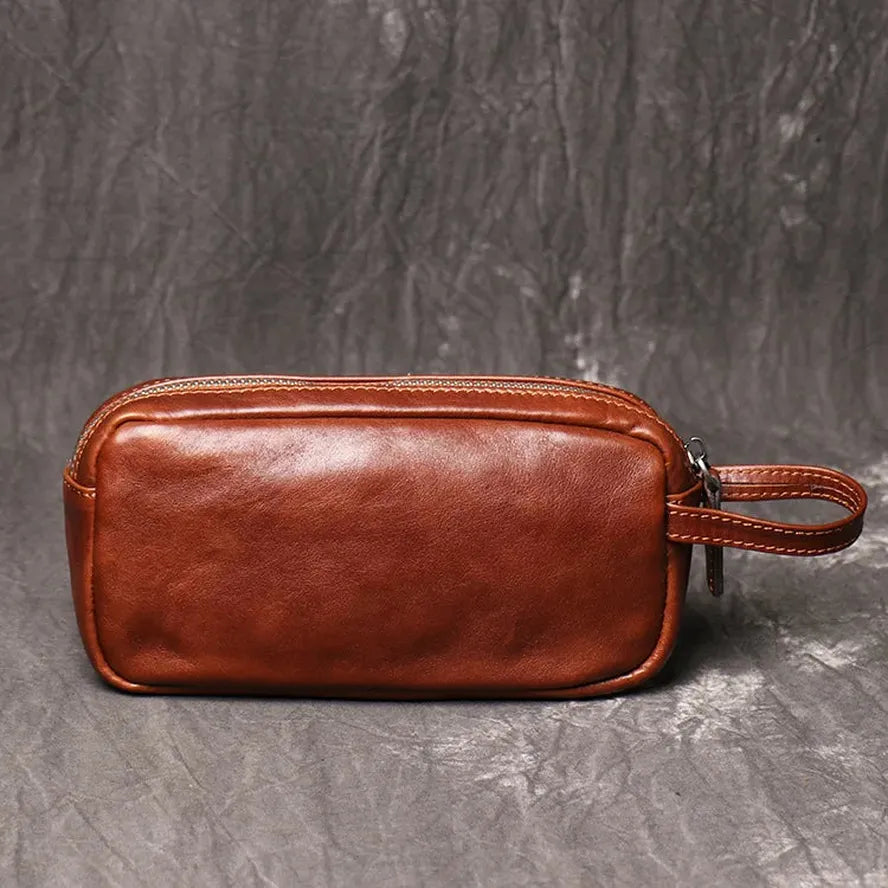 KTX-202067 Genuine Leather Unisex Large Capacity Clutch Wallet with Zipper Closure