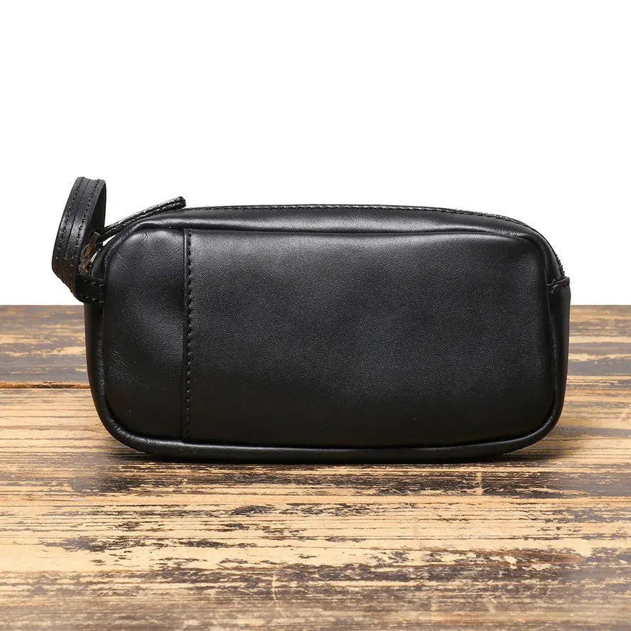 KTX-202067 Genuine Leather Unisex Large Capacity Clutch Wallet with Zipper Closure
