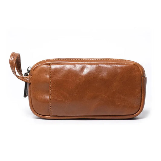 KTX-202067 Genuine Leather Unisex Large Capacity Clutch Wallet with Zipper Closure