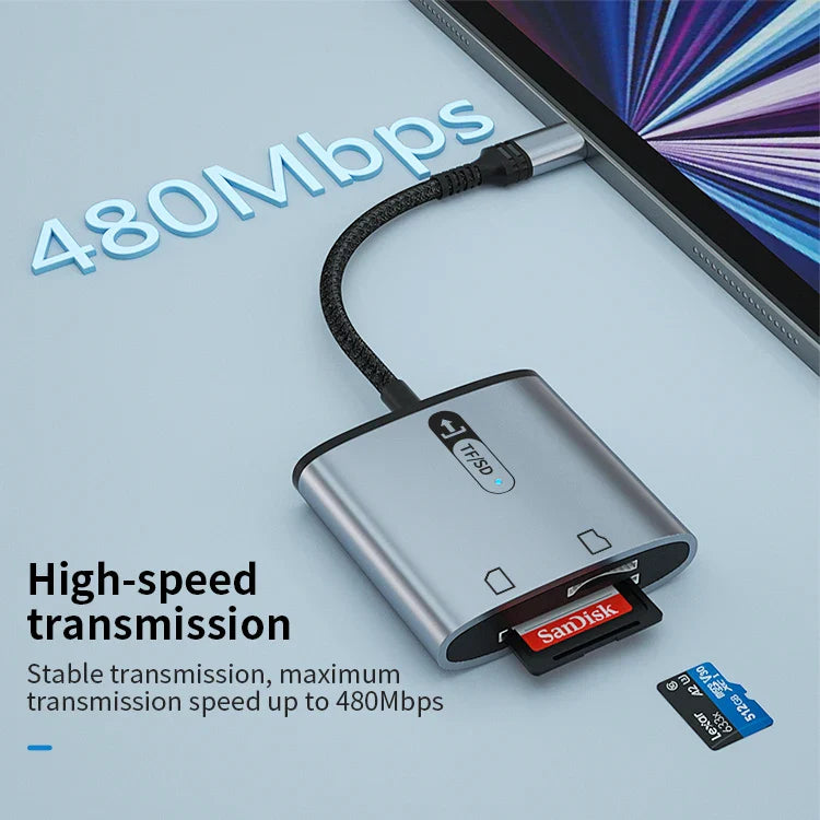 KTX-477715 High-Speed 2-in-1 SD TF Card Reader for iPhone and iPad - OTG Camera Connection Kit