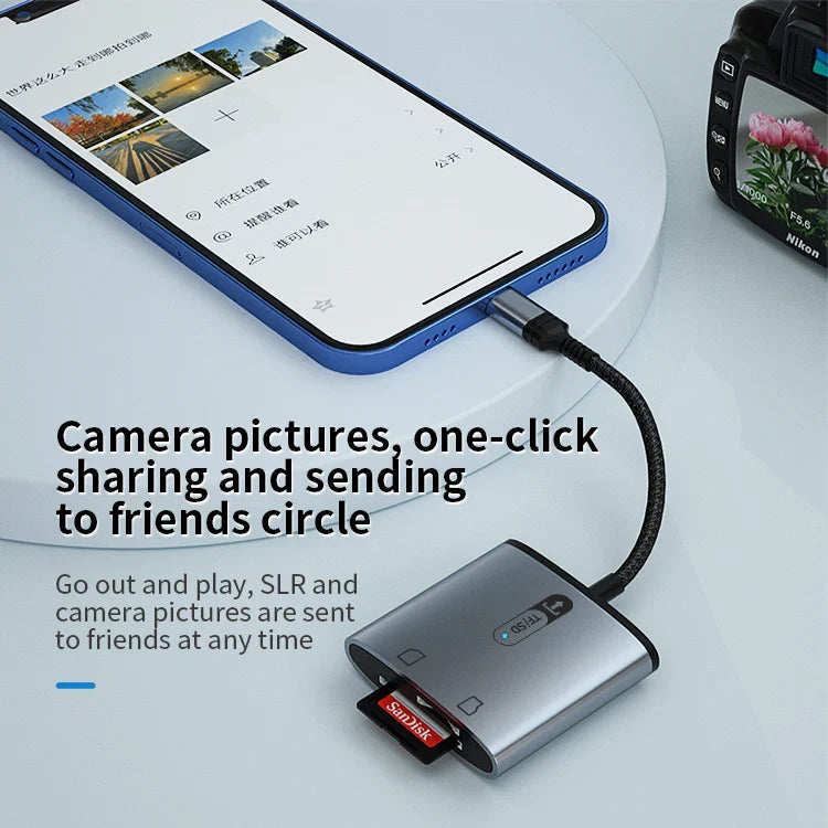 KTX-477715 High-Speed 2-in-1 SD TF Card Reader for iPhone and iPad - OTG Camera Connection Kit