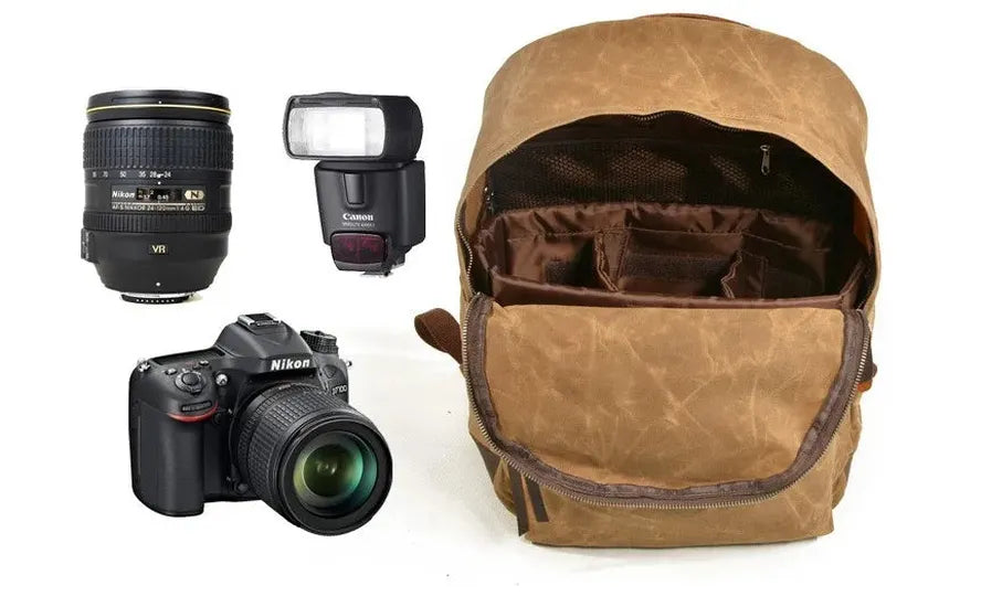 KTX-236947 Custom Design Waterproof Canvas Backpack for Video Camera with Zipper Closure and Durable Polyester Lining