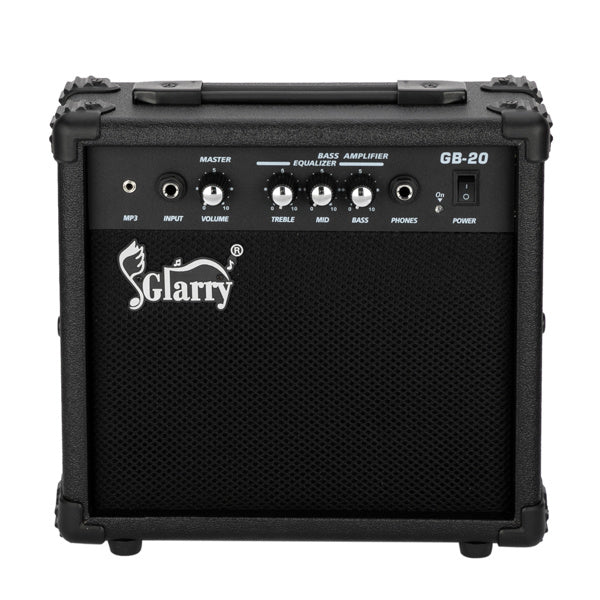 KTX-767955 20W Electric Bass Amplifier with Headphone and Auxiliary Inputs - Compact and Portable Design in Black