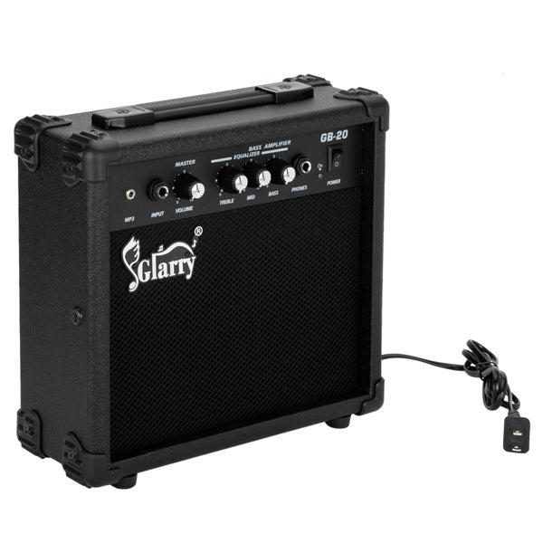 KTX-767955 20W Electric Bass Amplifier with Headphone and Auxiliary Inputs - Compact and Portable Design in Black