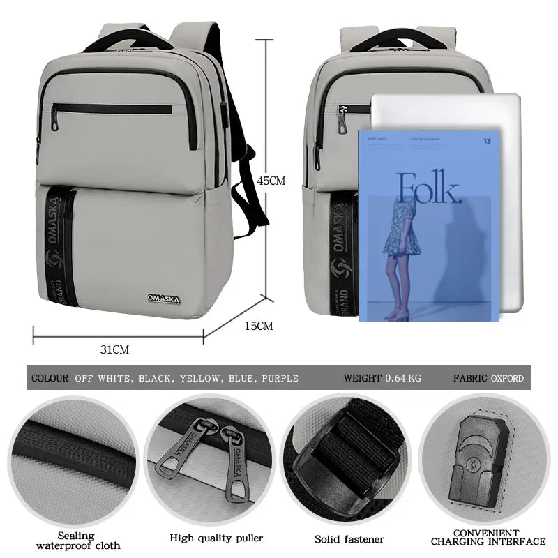KTX-296083 Large Capacity Nylon Laptop Backpack for Casual Use - Ideal for Students and Everyday Travel