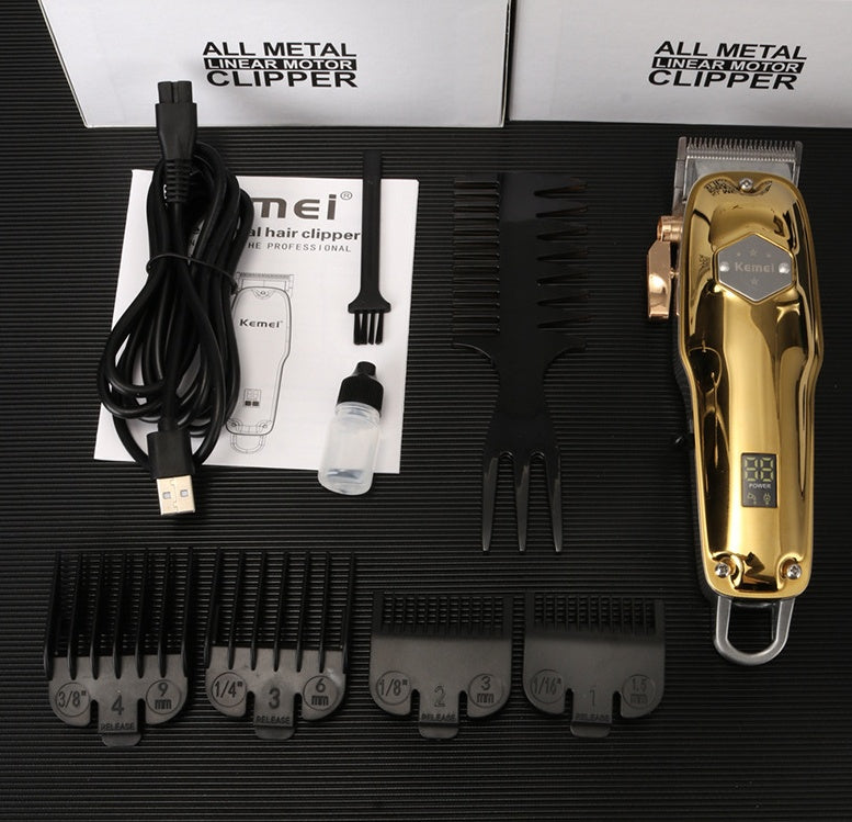 KTX-271571 Stainless Steel Electric Hair Clipper with USB Charging, 2200mAh Battery, Fine Adjustment Options, and Multiple Combs