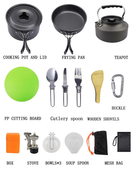 KTX-266579 Compact Camping Teapot and Stove Set for 2-3 People - Perfect for Outdoor Picnic and Cooking