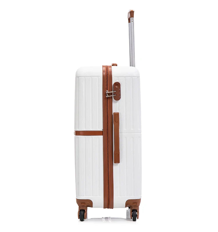 KTX-079379 Customisable ABS Luggage Set 20/24/28 with Leather Carry-On and Universal Wheels