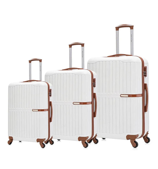 KTX-079379 Customisable ABS Luggage Set 20/24/28 with Leather Carry-On and Universal Wheels