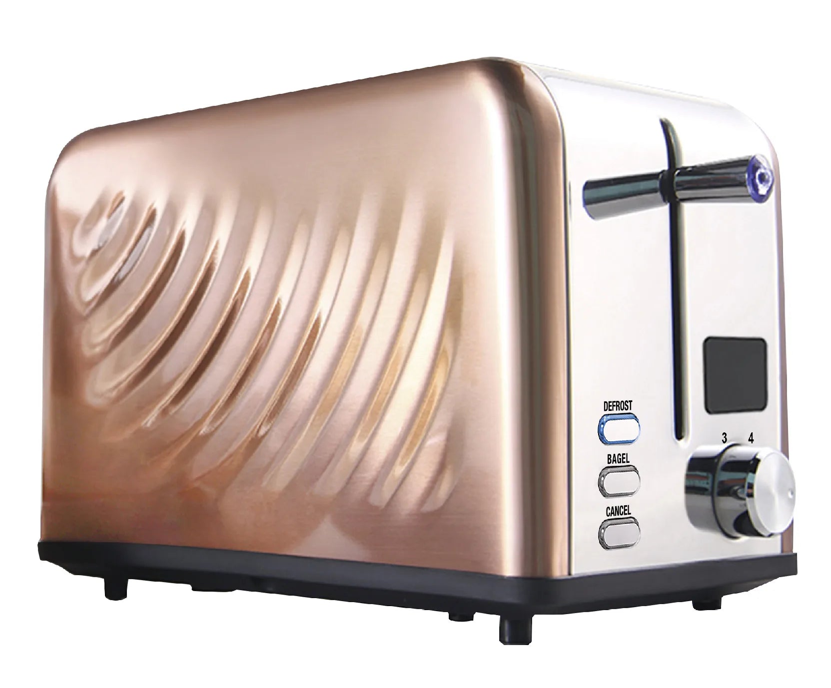 KTX-010899 Compact Electric Stainless Steel Toaster with Extra Wide Slots and LED Display for 2 Slices