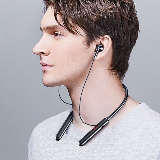 KTX-492499 Wireless Neckband Bluetooth Headset with Voice Control and Battery Display, Stereo Sound, Dual Ear Support, 10m Range