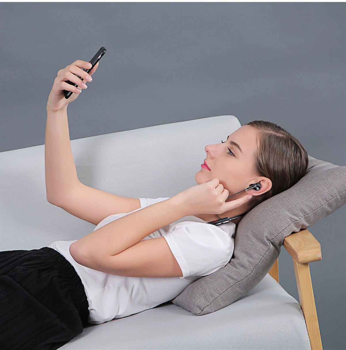 KTX-492499 Wireless Neckband Bluetooth Headset with Voice Control and Battery Display, Stereo Sound, Dual Ear Support, 10m Range