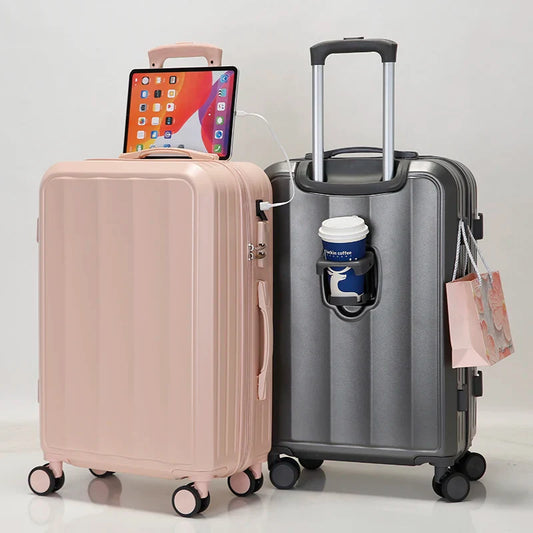 KTX-080531 Travel Bag Set - 3-Piece Luggage Suitcase & Rolling Tote for Cabin Use, Leather Design with Wheels